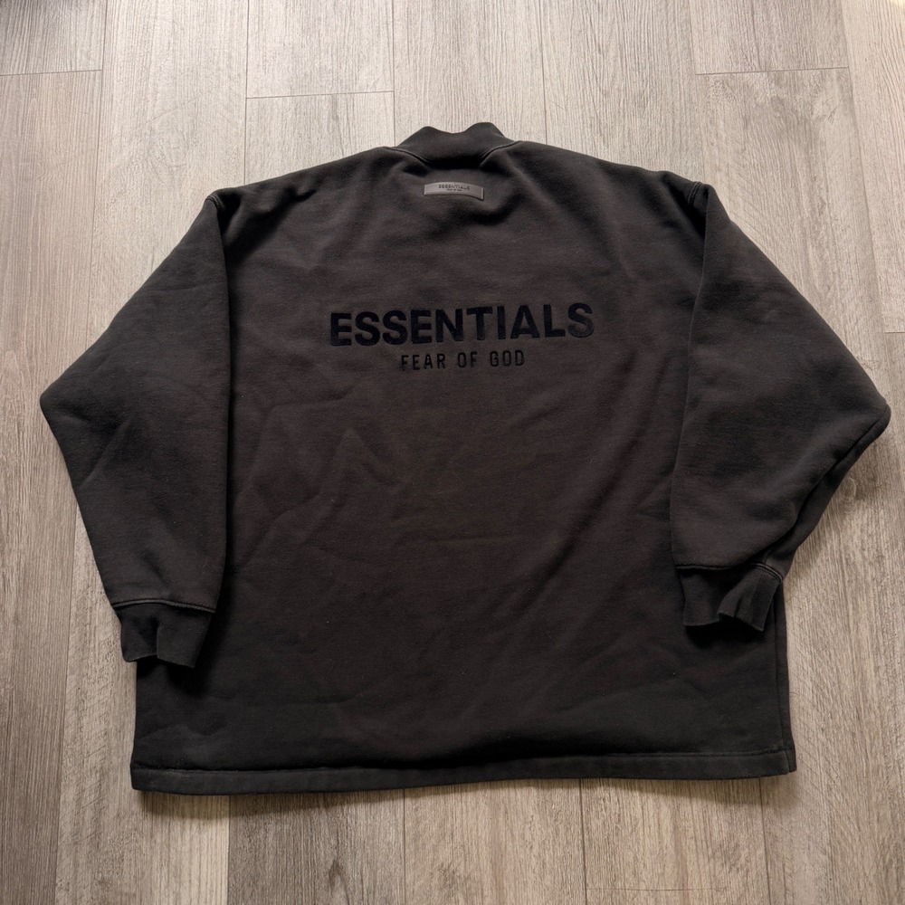Fear of God Essentials Mens M Black Mock Neck Sweatshirt Pullover boxy fit